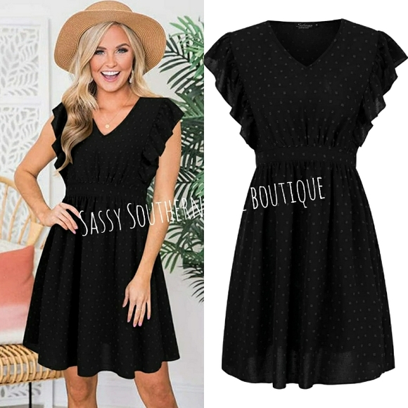 Sassy Southern Girl boutique Dresses & Skirts - 🆕⭐Flirty black swiss dot ruffle mini dress